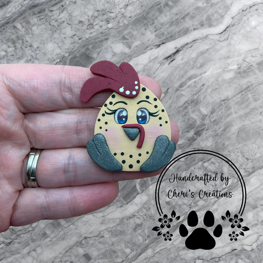 Barnyard Speckled Chicken Polymer Clay Embellishment