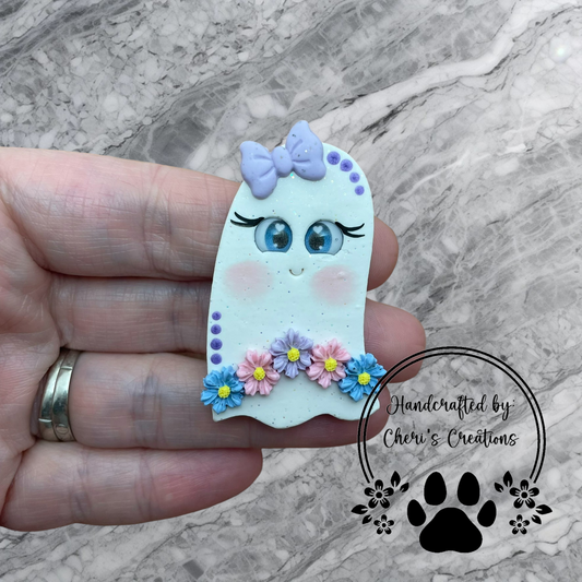 Charming Spring Floral Ghost Polymer Clay Embellishment