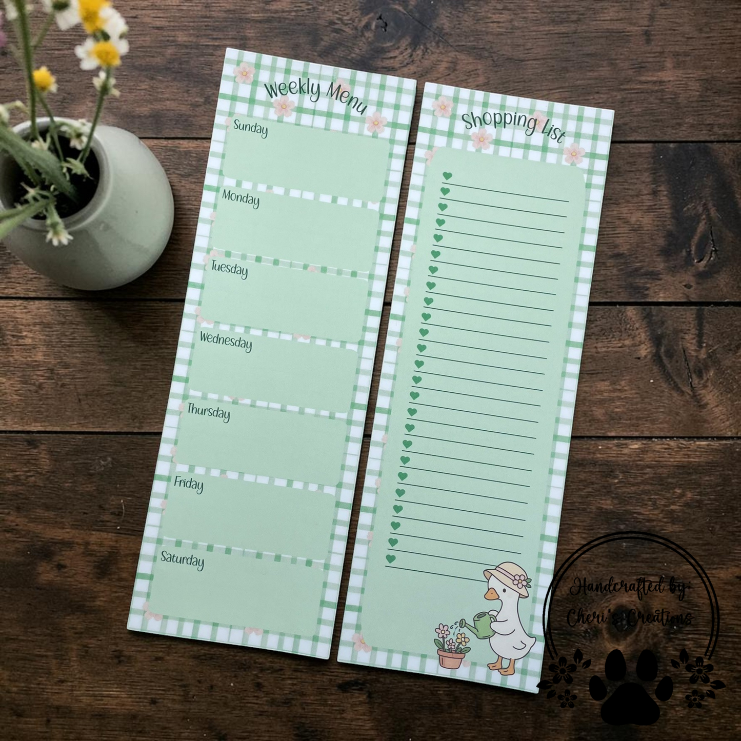 Spring Goose Weekly Menu & Shopping List Notepad Set
