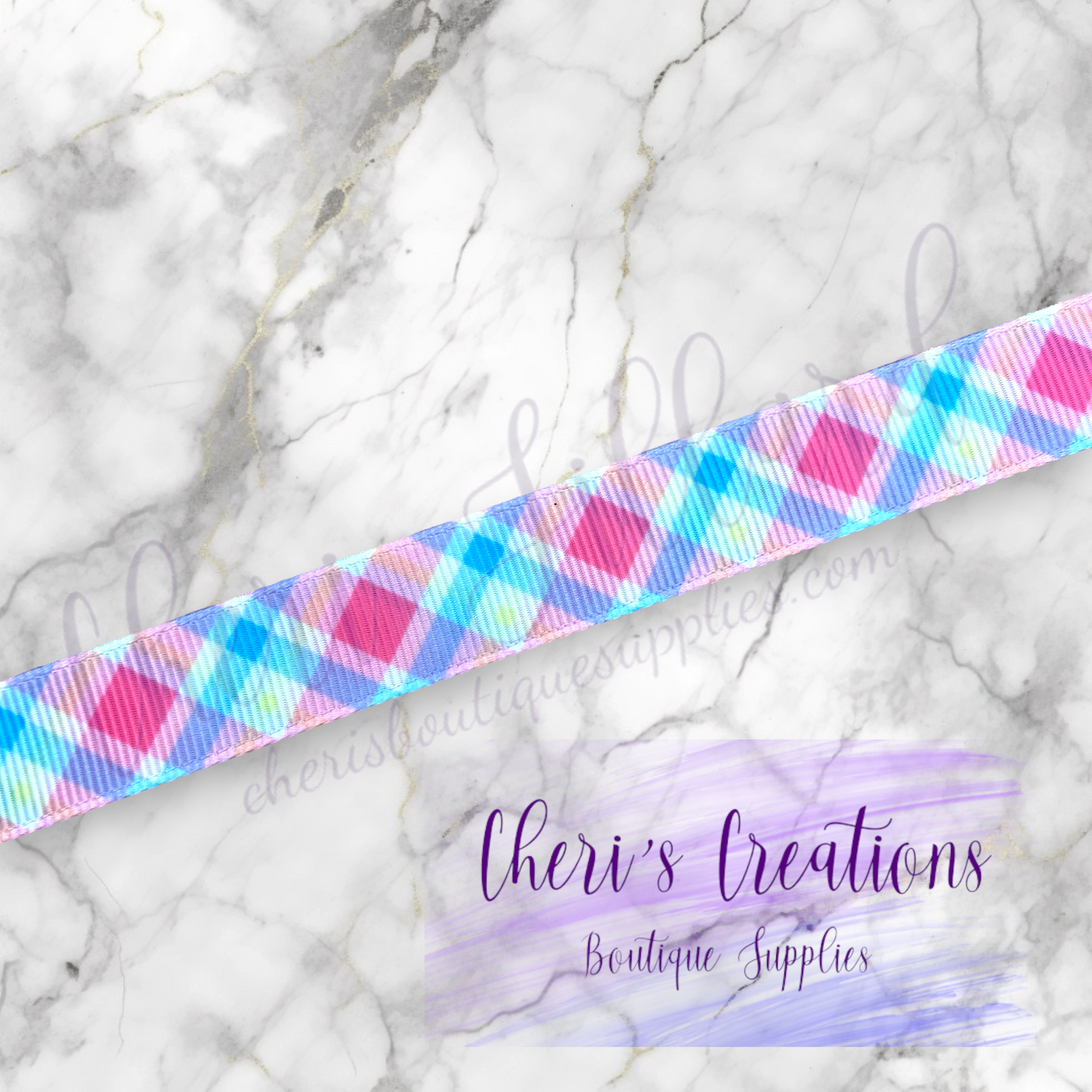 Spring Party Plaid 3/8" 5/8" 7/8" Grosgrain Ribbon by the Yard