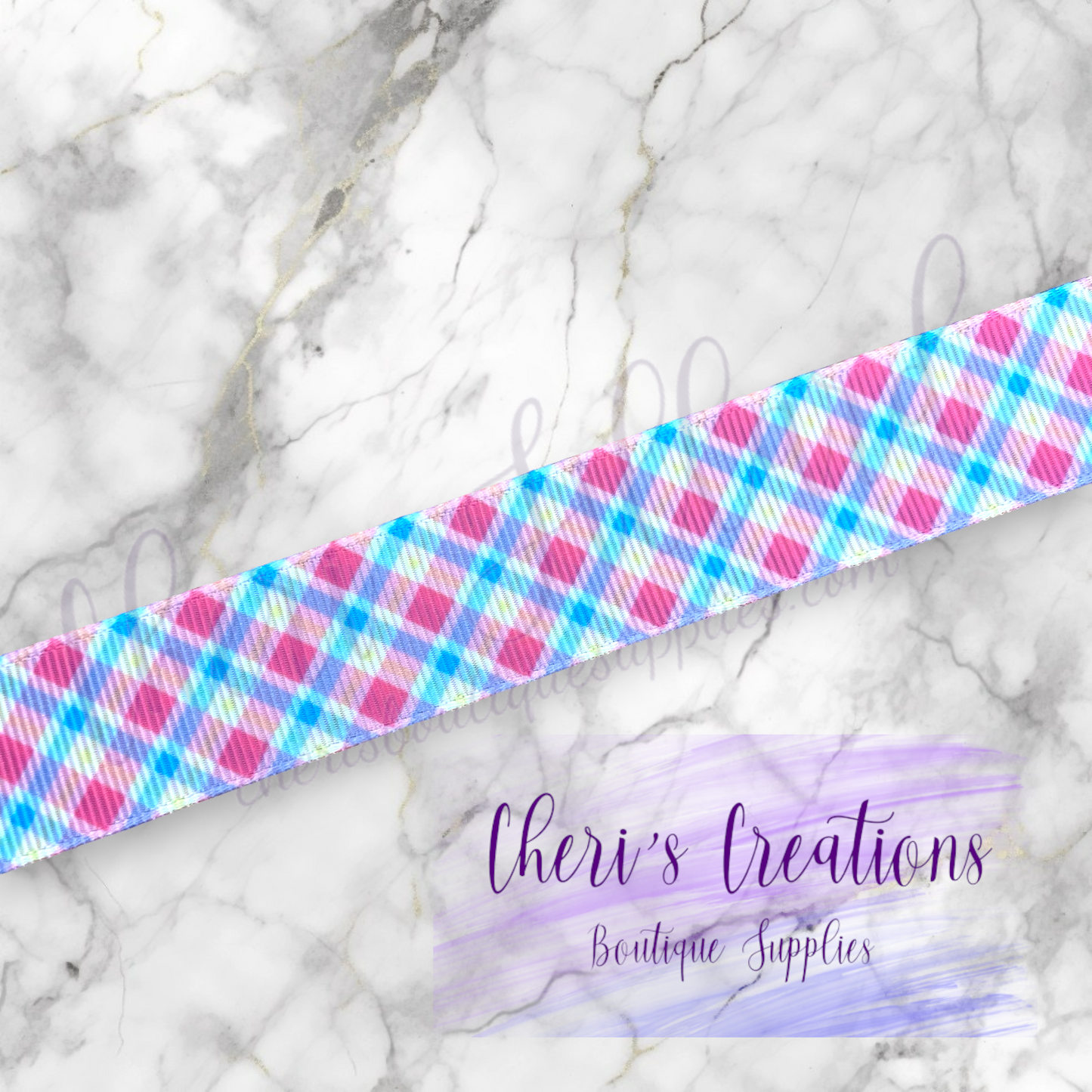 Spring Party Plaid 3/8" 5/8" 7/8" Grosgrain Ribbon by the Yard