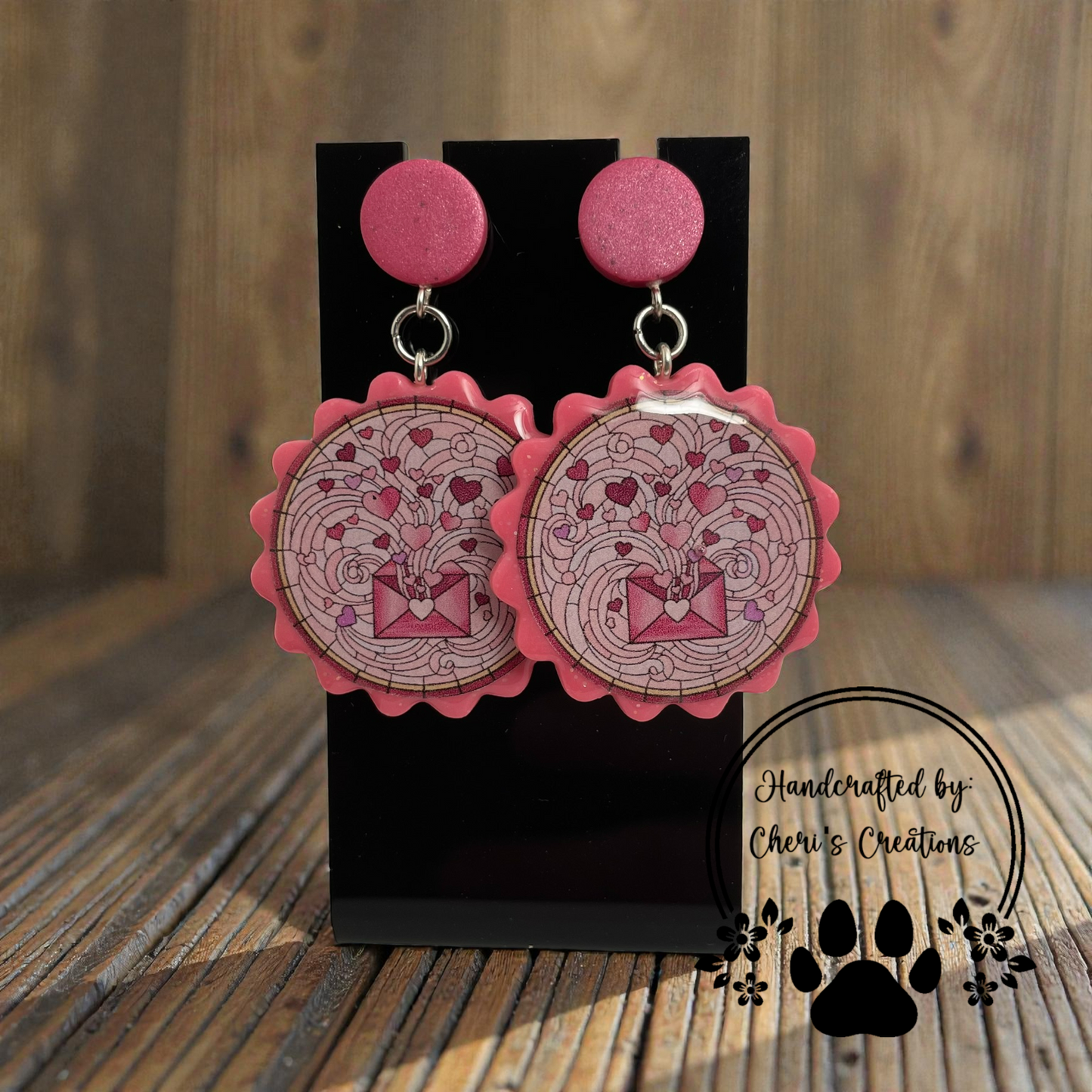 Valentine Love Letters Dangle Earrings – Handmade Polymer Clay Earrings
