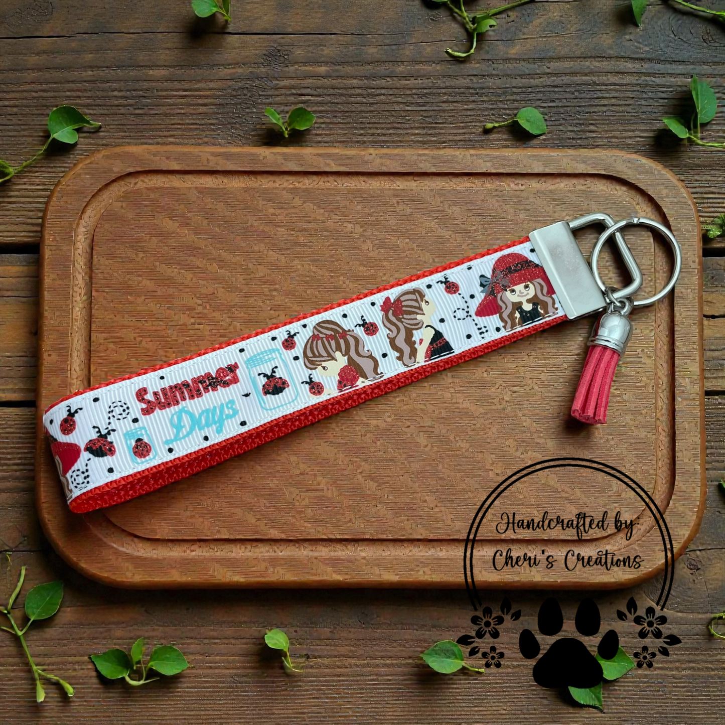 Wristlet Keychain - Summer Ladybug Key Fob