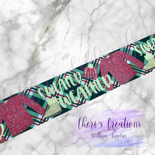 Sweater Weather Sweater and Boots 7/8" 1.5"Grosgrain Ribbon by the Yard
