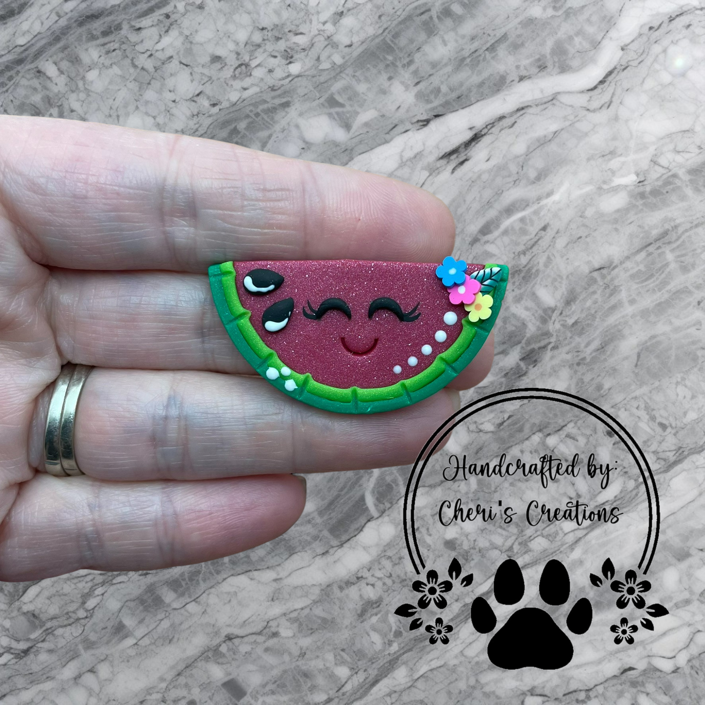 Sweet Summer Watermelon Polymer Clay Embellishment