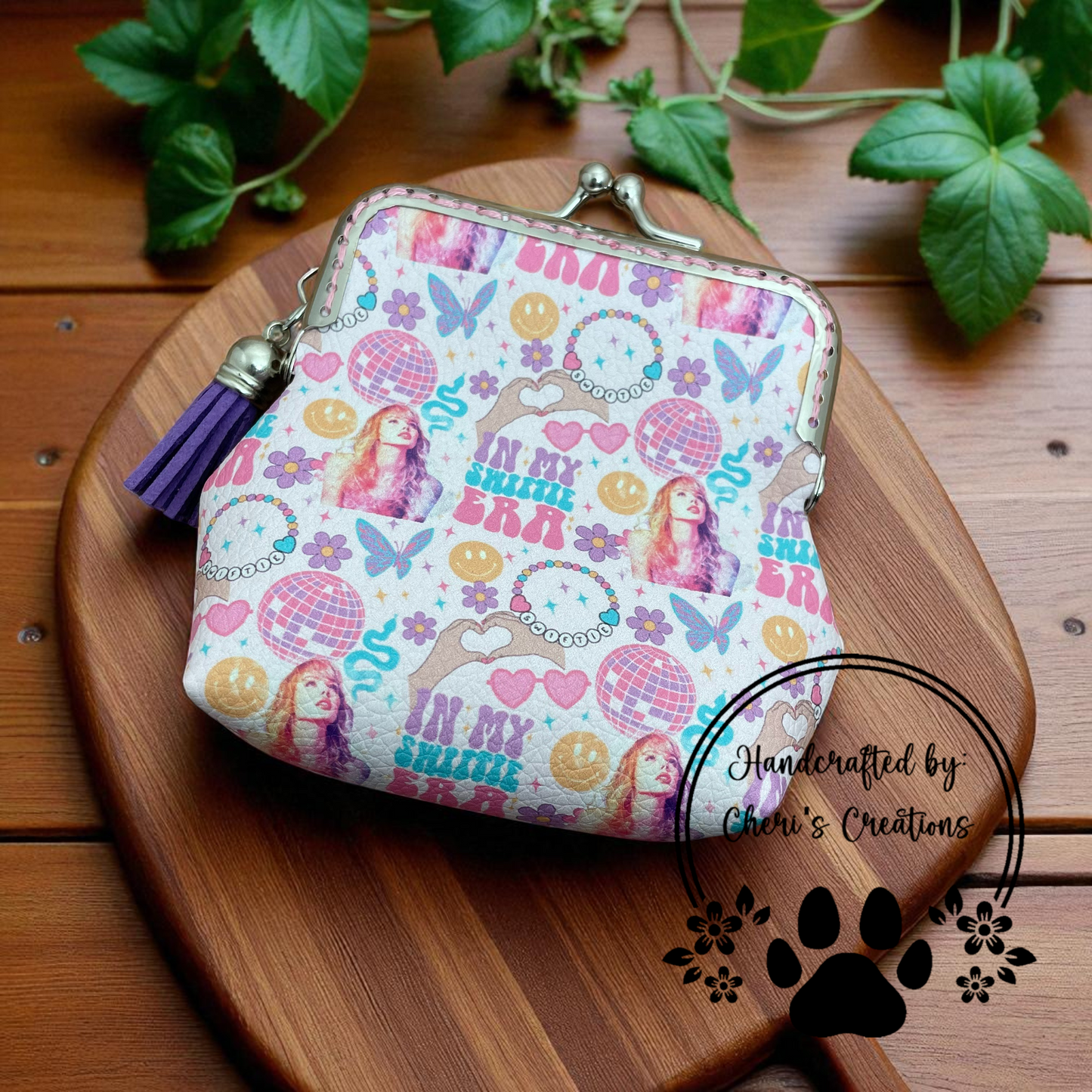 In My Swiftie Era Faux Leather Change Purse – Handmade Kiss Clasp Coin Pouch