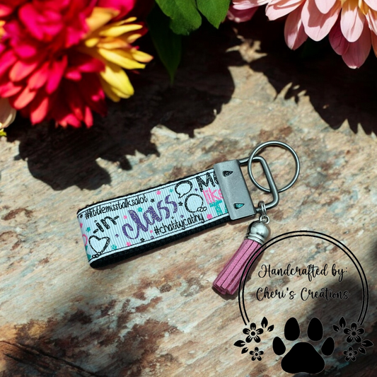 Handmade Most Likely to Talk in Class Keychain – Funny School Keychain – Class Clown Keychain – Grosgrain Ribbon Keychain – Teacher Gift – Student Keychain