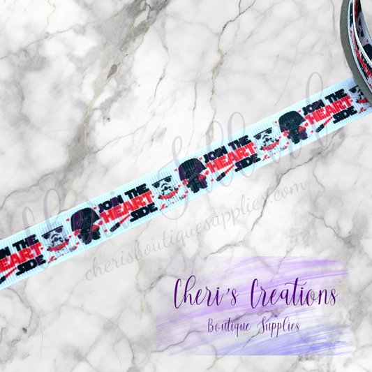 Join the Heart Side Valentine 5/8" 7/8" Grosgrain Ribbon by the Yard