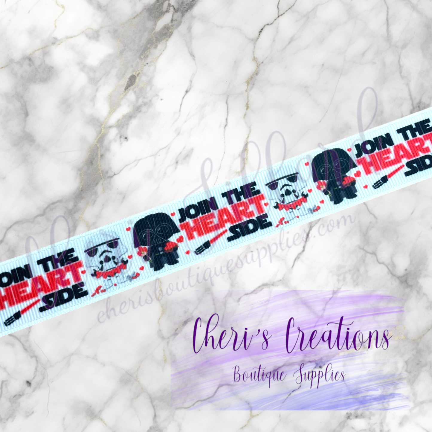Join the Heart Side Valentine 5/8" 7/8" Grosgrain Ribbon by the Yard