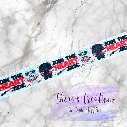 Join the Heart Side Valentine 5/8" 7/8" Grosgrain Ribbon by the Yard