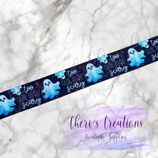 Too Cute to be Scary Ghosts 7/8" Grosgrain Ribbon by the Yard