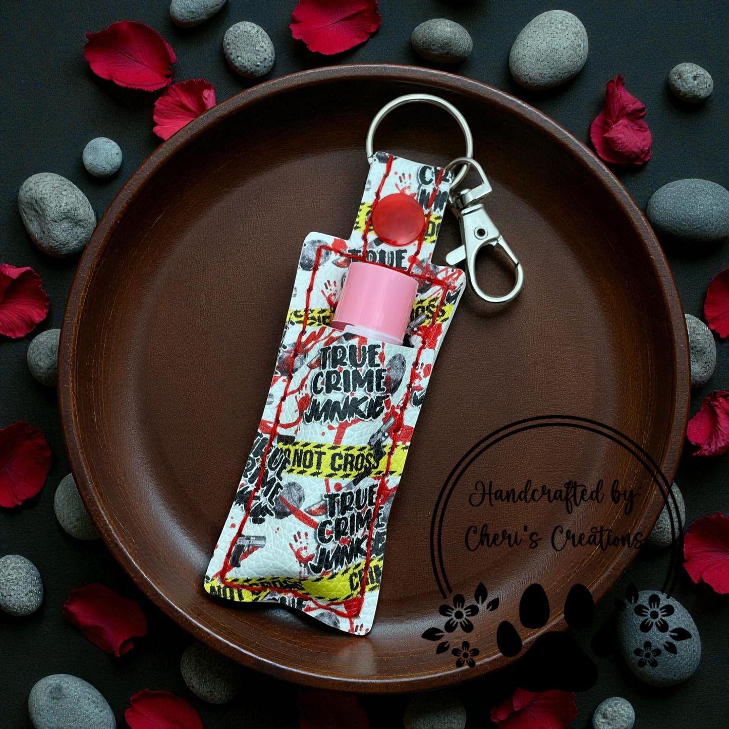 Chapstick Keychain - True Crime Junkie Lip Balm Holder