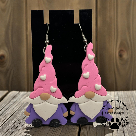Valentine Gnome Dangle Earrings – Handmade Polymer Clay Valentine Earrings