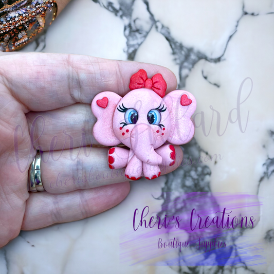 Sweet Pink Elephant Polymer Clay Embellishment
