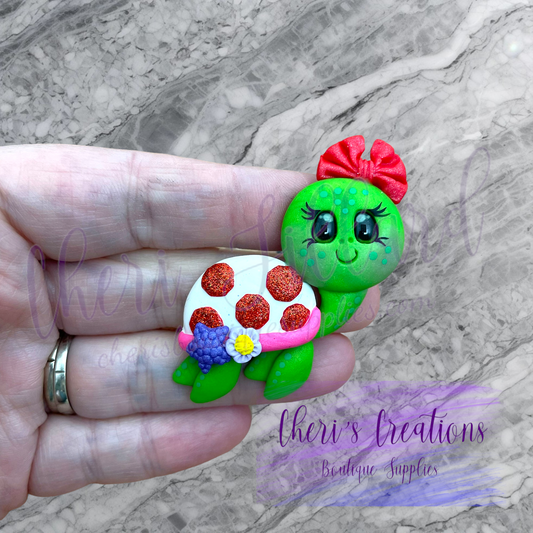 Sweet Red Spotted Turtle Polymer Clay Embellishment