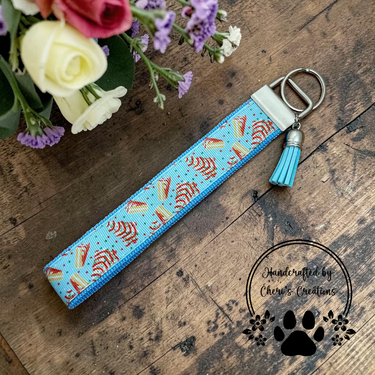 Christmas Tree Cakes Wristlet Keychain