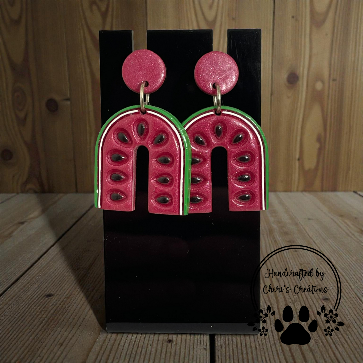Watermelon Slice Dangle Earrings – Handmade Polymer Clay Earrings