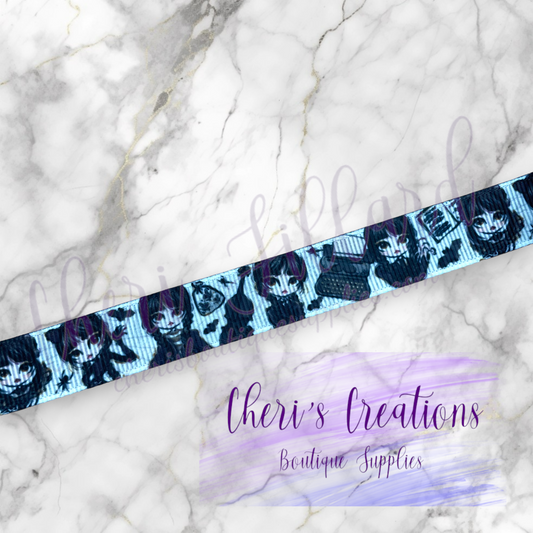 Goth Girl & Creepy Hand Grosgrain Ribbon – 3/8", 5/8", 7/8" | Spooky Ribbon by the Yard | Dark Academia Bow Supplies