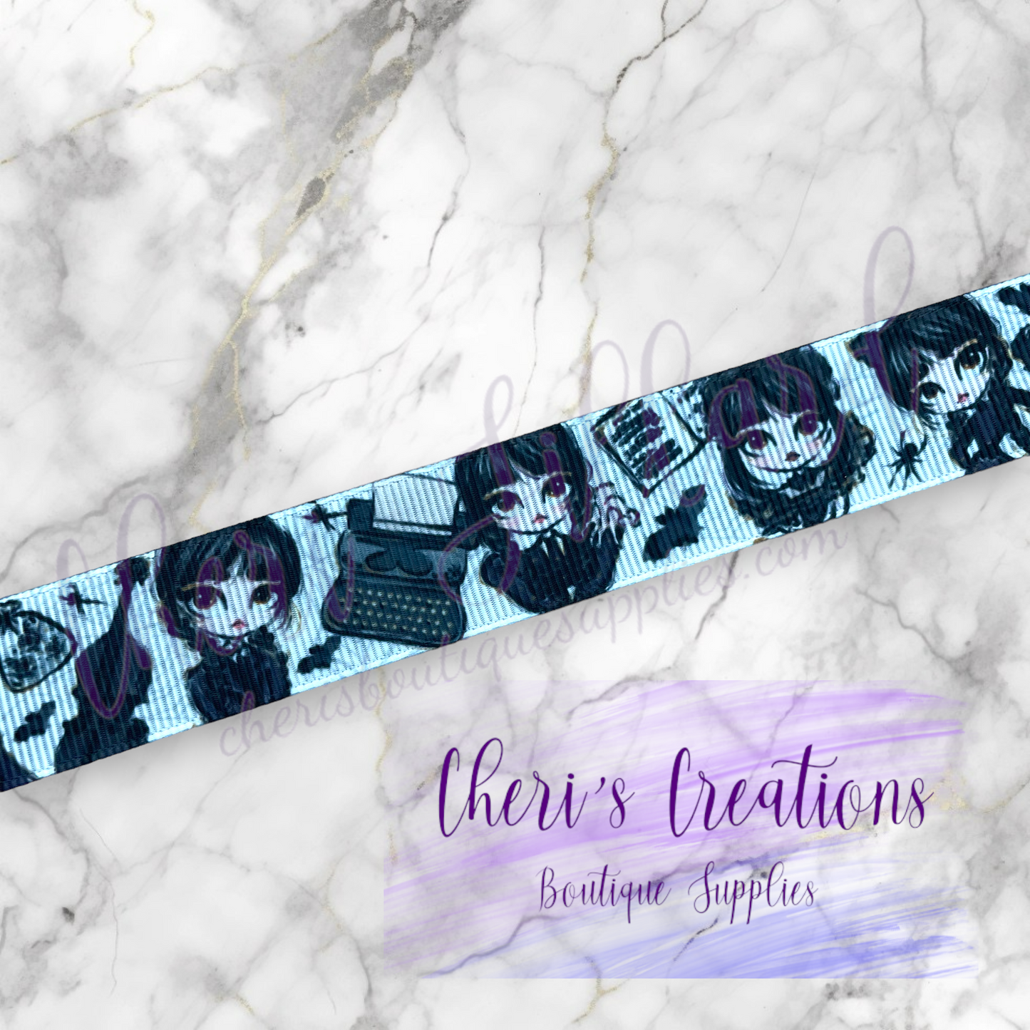 Goth Girl & Creepy Hand Grosgrain Ribbon – 3/8", 5/8", 7/8" | Spooky Ribbon by the Yard | Dark Academia Bow Supplies