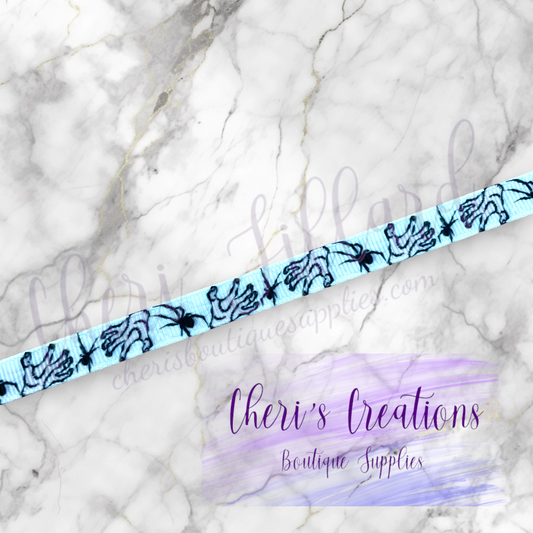 Goth Girl & Creepy Hand Grosgrain Ribbon – 3/8", 5/8", 7/8" | Spooky Ribbon by the Yard | Dark Academia Bow Supplies
