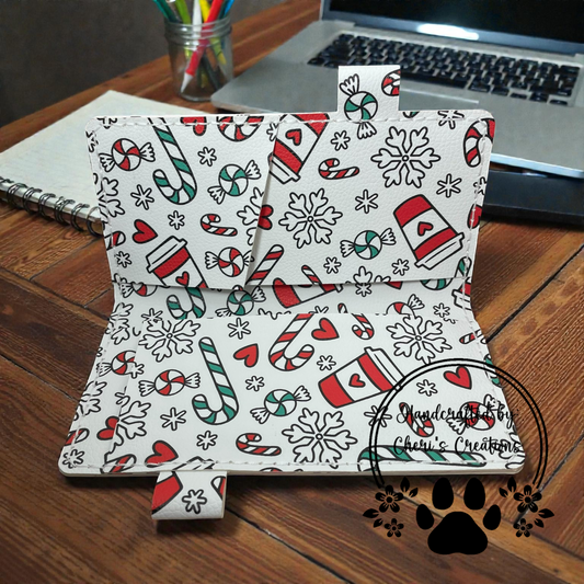Christmas Candies Faux Leather Checkbook Holder