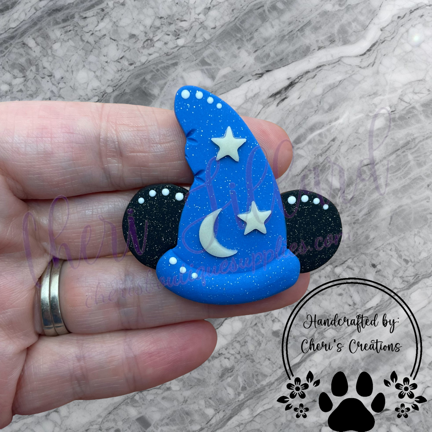 Whimsical Wizard Hat Mouse Ears Polymer Clay Embellishment