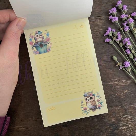 Owl Notepad – Whimsical Owl Memo Pad