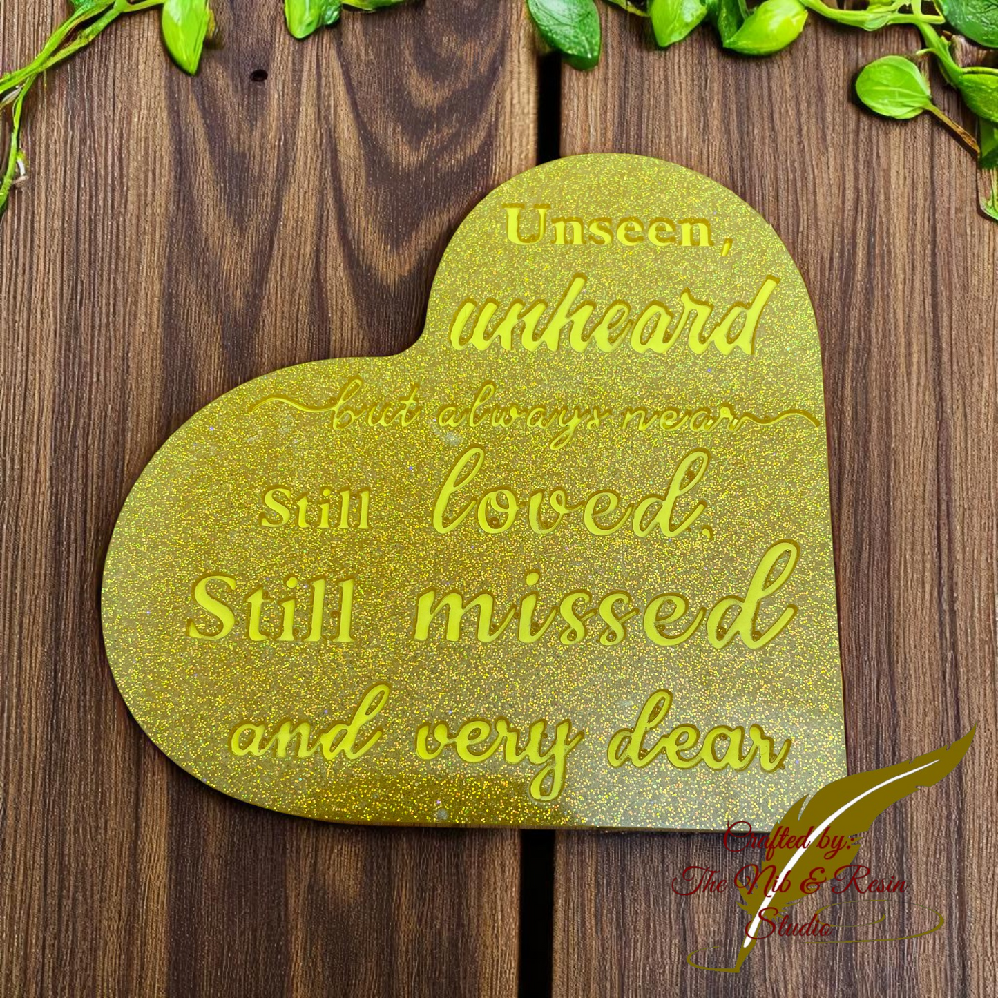 Memorial Heart Plaque #2: "Unseen" - Lt. Yellow/Yellow