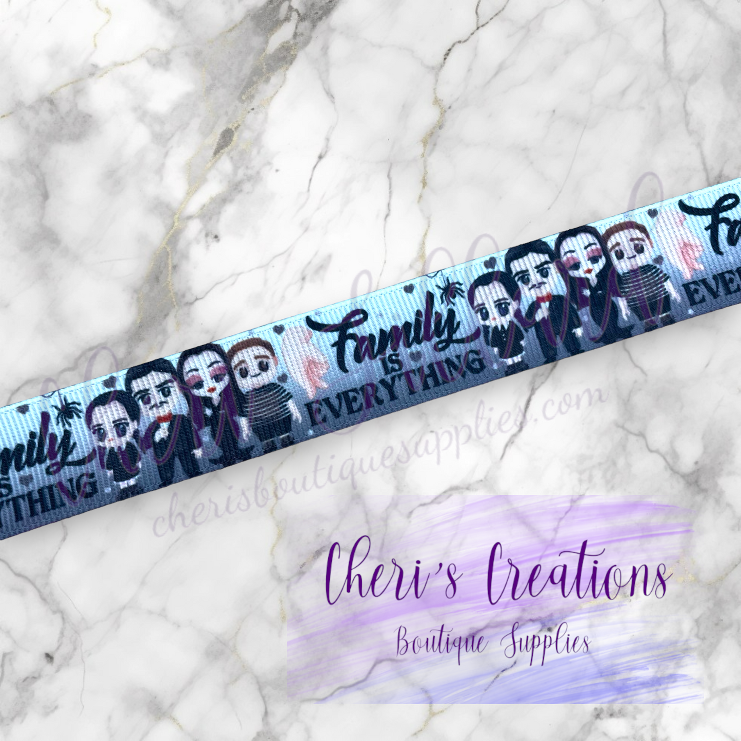 Spooky Halloween Family 5/8" 7/8" Grosgrain Ribbon by the Yard