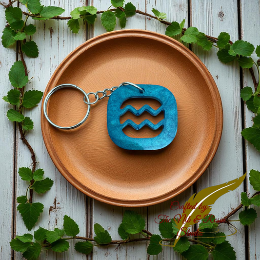Zodiac Sign Keychain: Aquarius - Aqua