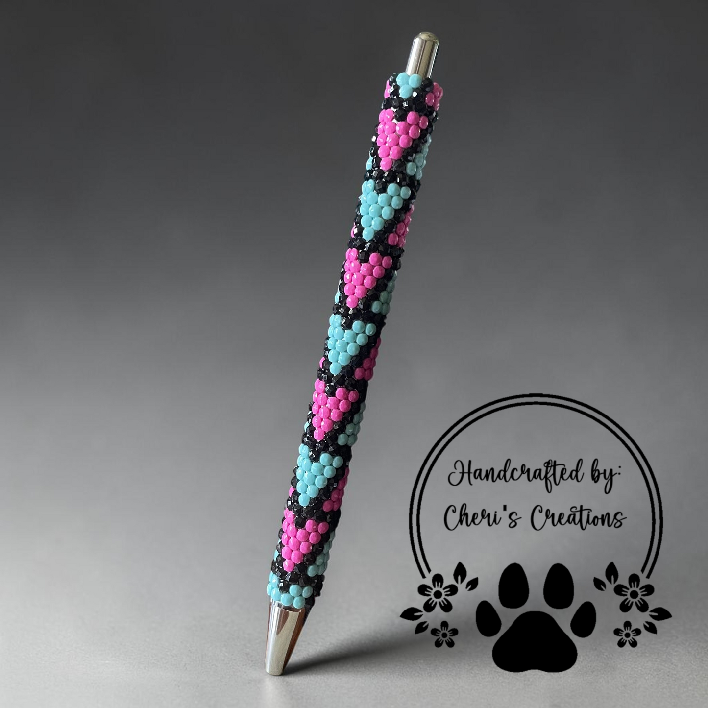Pink & Turquoise Arrowheads Rhinestone Bling Ballpoint Pen