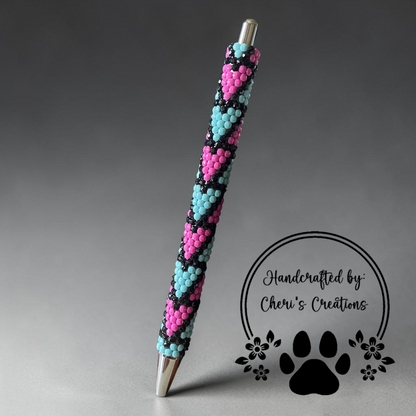 Pink & Turquoise Arrowheads Rhinestone Bling Ballpoint Pen