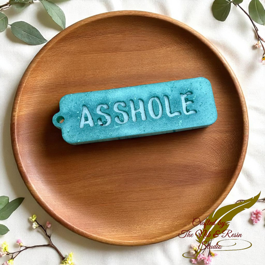 Adult Language Keychain #1 (NSFC): "A**hole" - Turquoise/Silver
