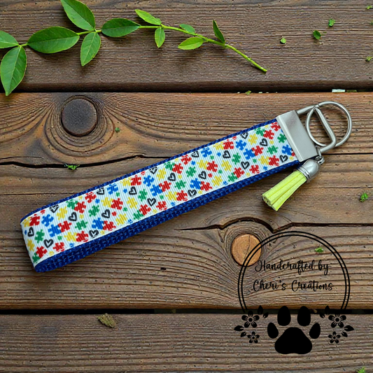 Wristlet Keychain - Autism Awareness Key Fob