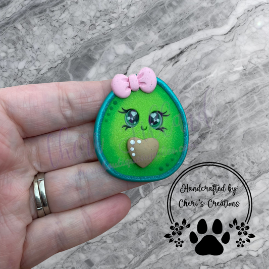 Avocado Bow Center – Handmade Polymer Clay Embellishment