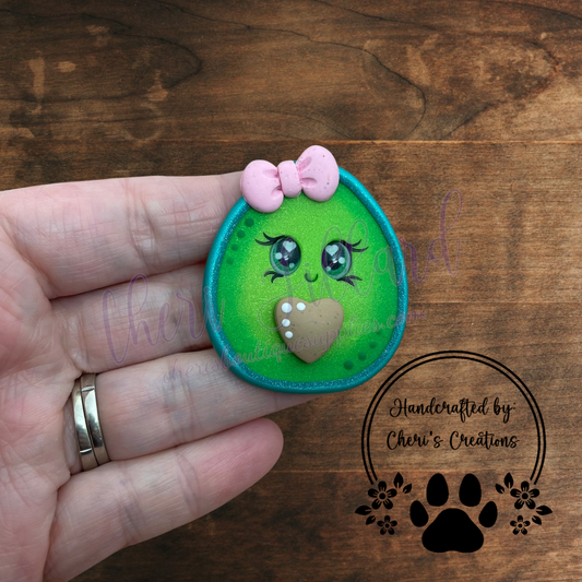 Avocado Bow Center – Handmade Polymer Clay Embellishment