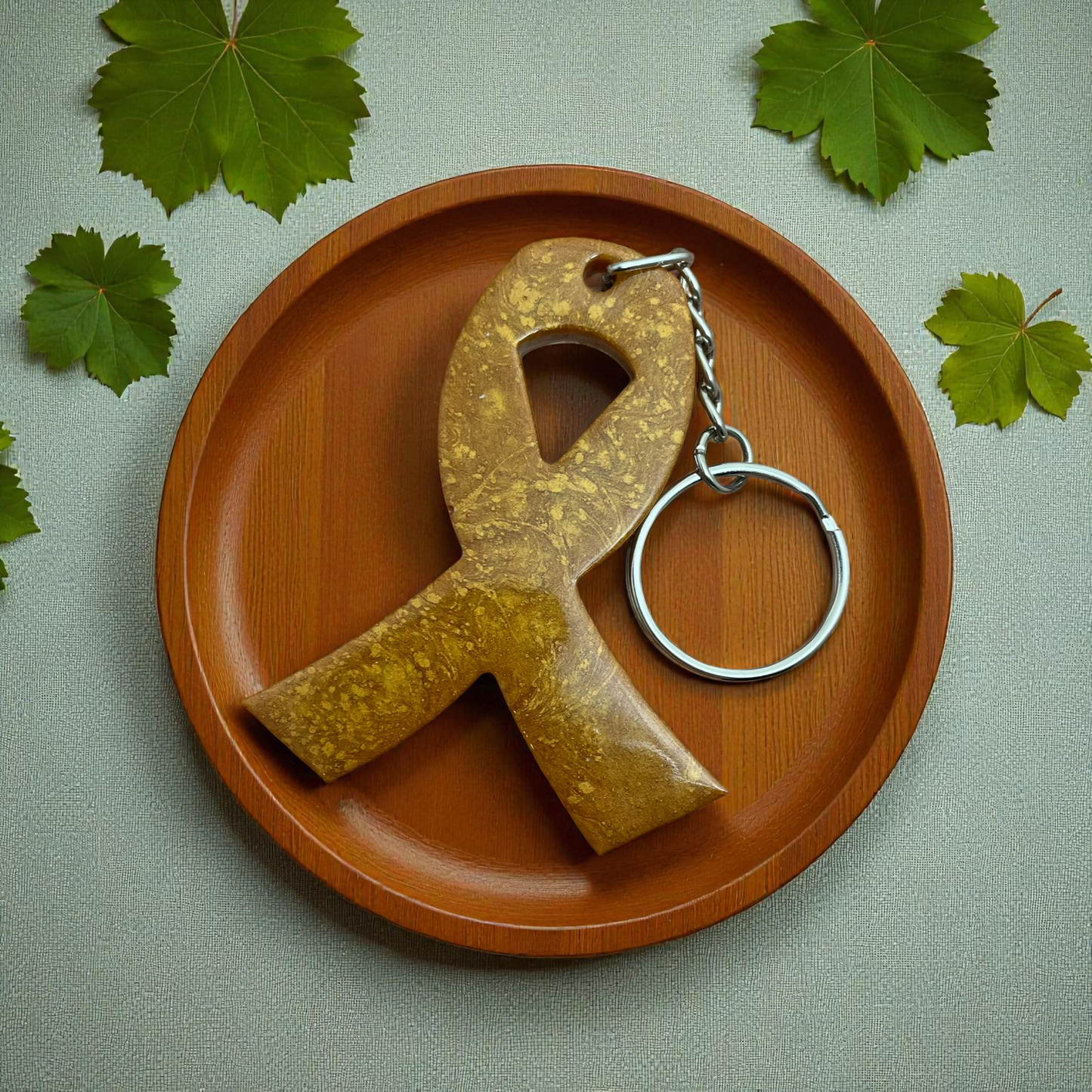 Awareness Ribbon Keychain – Amber Resin Warrior Support Keychain