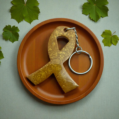 Awareness Ribbon Keychain – Amber Resin Warrior Support Keychain
