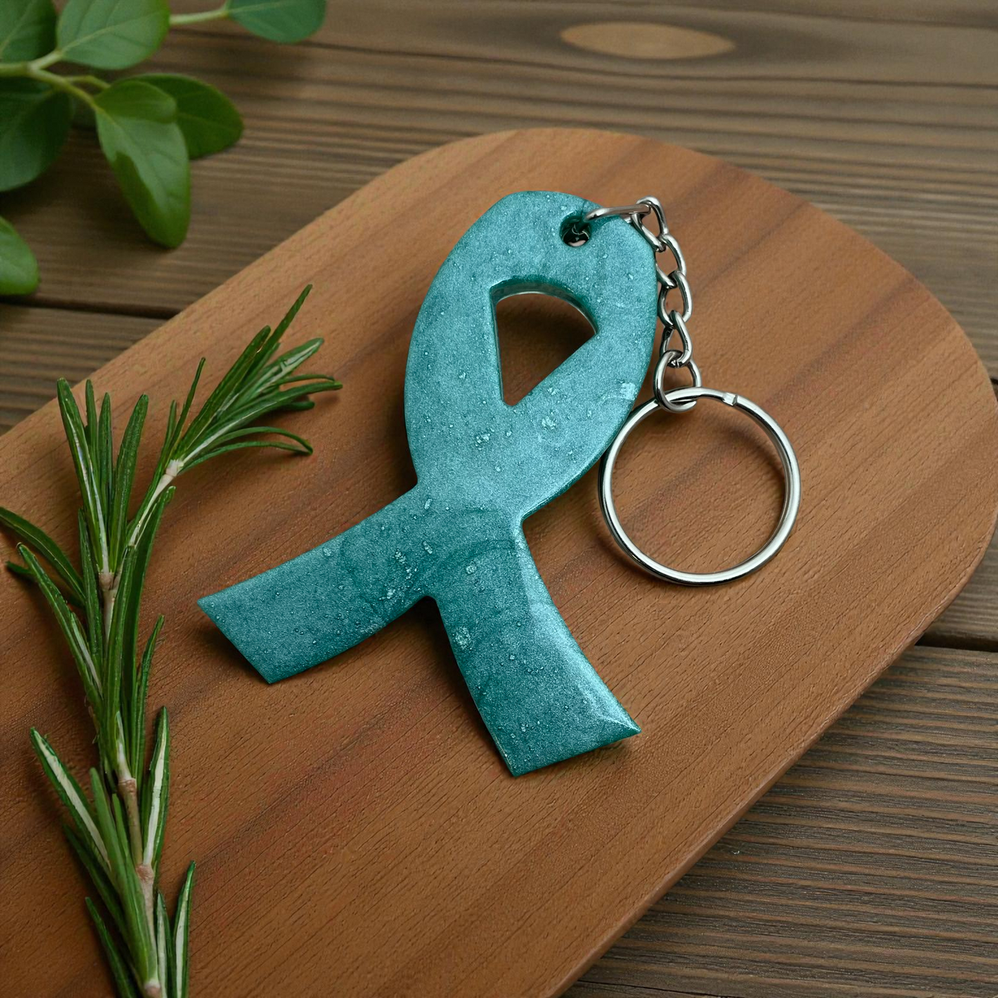 Awareness Ribbon Keychain – Light Green Resin Warrior Support Keychain