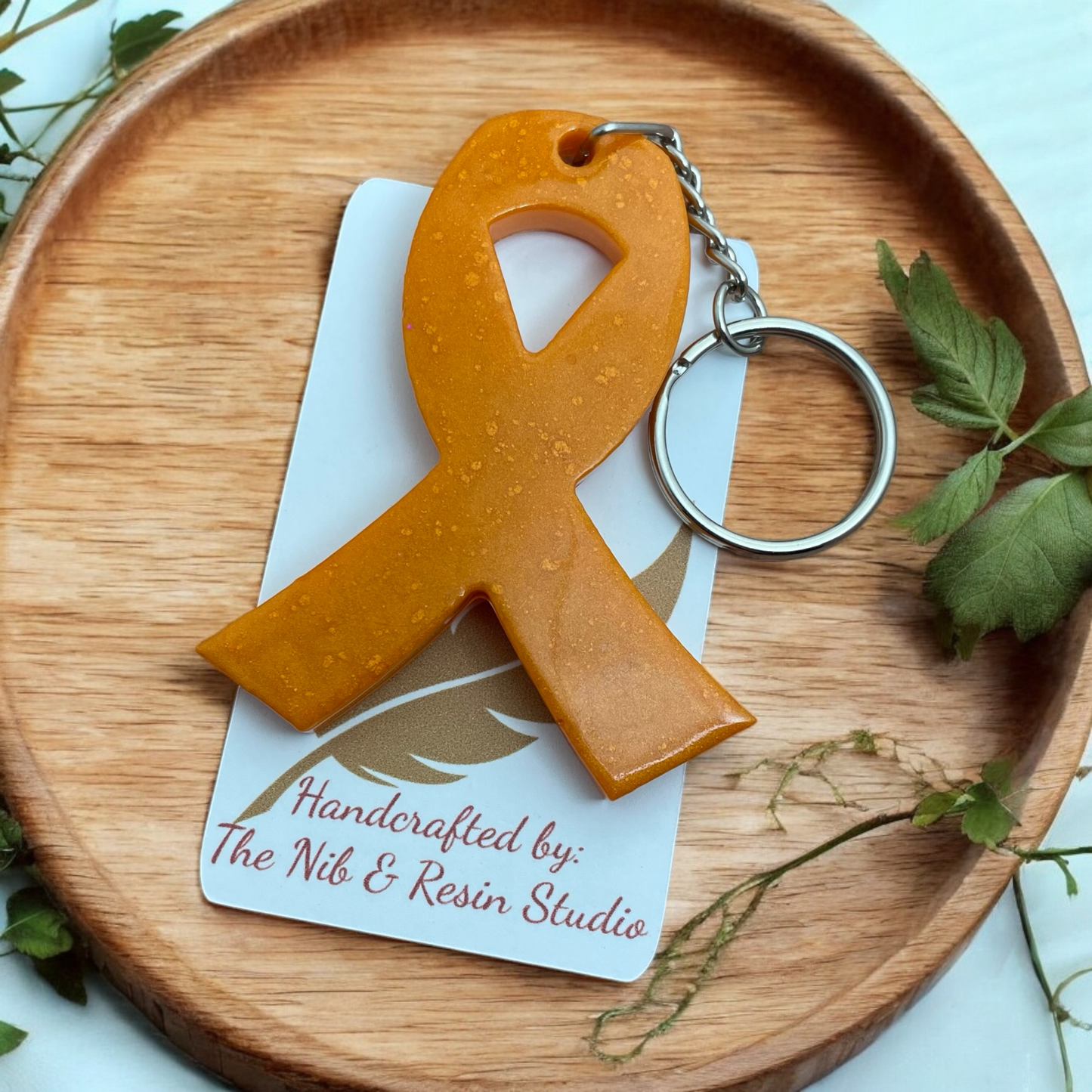 Awareness Ribbon Keychain – Orange Resin Warrior Support Keychain