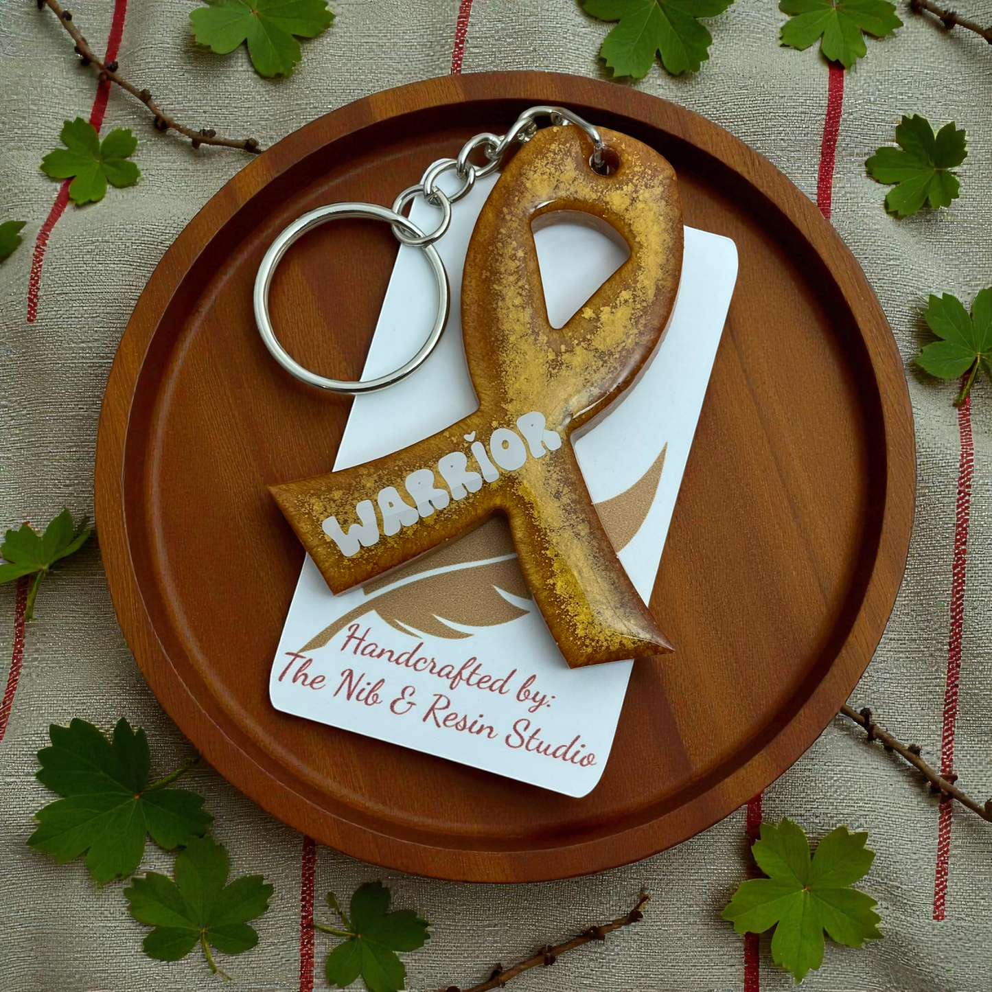 Awareness Ribbon Keychain – Amber Resin Warrior Support Keychain