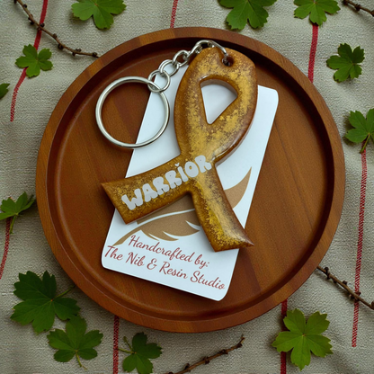 Awareness Ribbon Keychain – Amber Resin Warrior Support Keychain