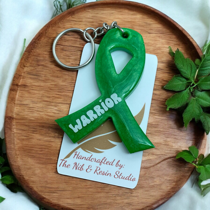 Awareness Ribbon Keychain – Green Resin Warrior Support Keychain