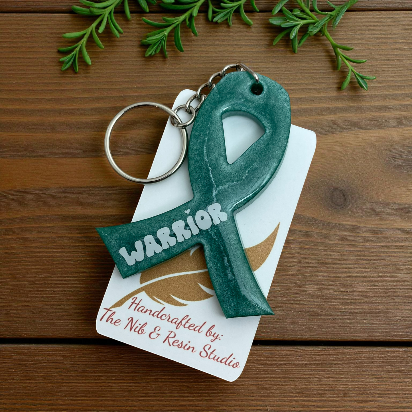 Awareness Ribbon Keychain – Light Green Resin Warrior Support Keychain