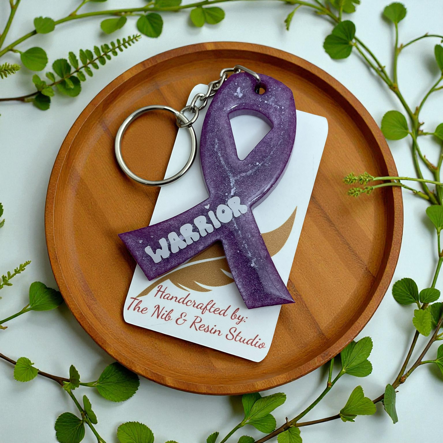 Awareness Ribbon Keychain – Lilac Resin Warrior Support Keychain