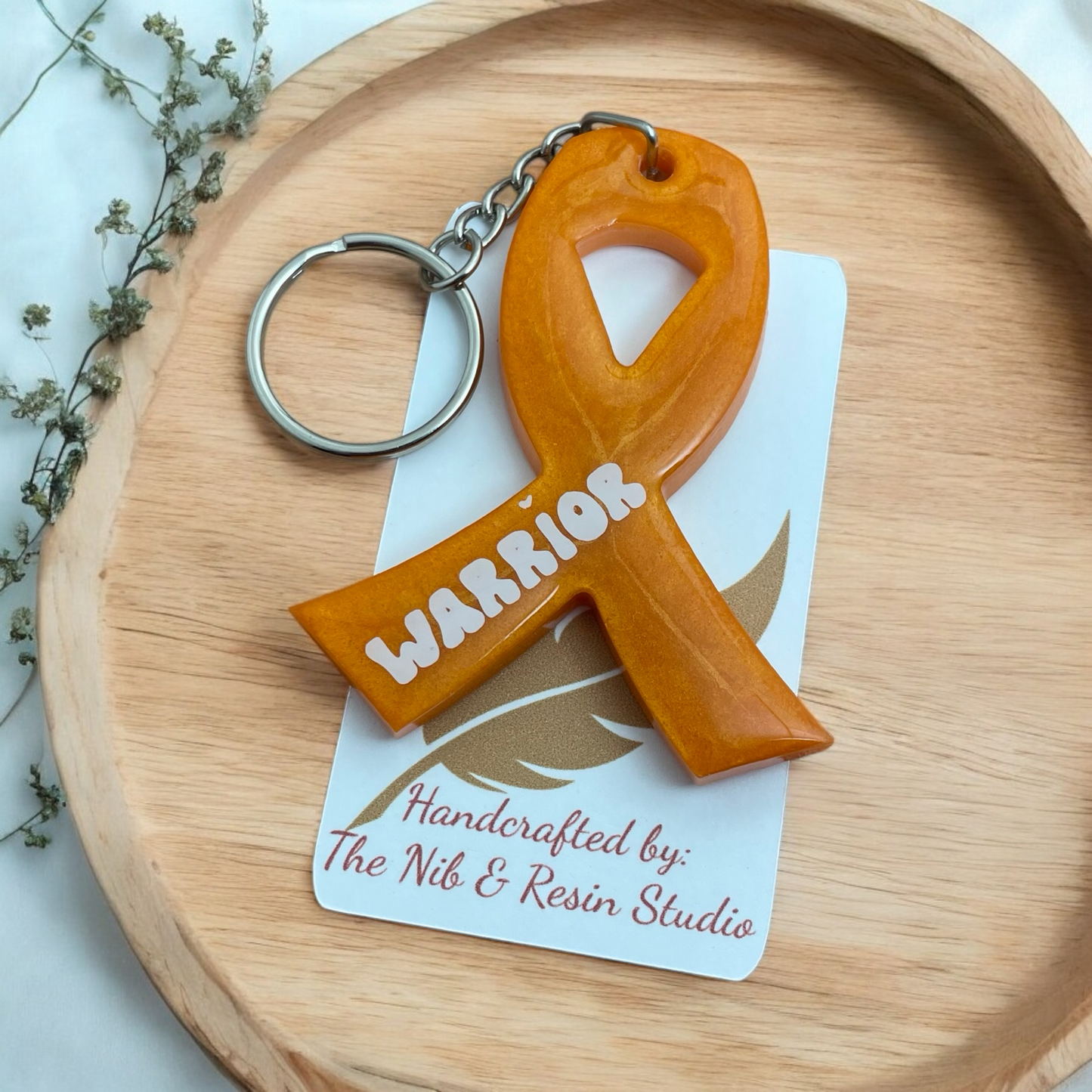 Awareness Ribbon Keychain – Orange Resin Warrior Support Keychain