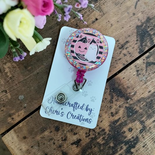 Cute Ghost Badge Reel | Halloween Retractable ID Badge Holder