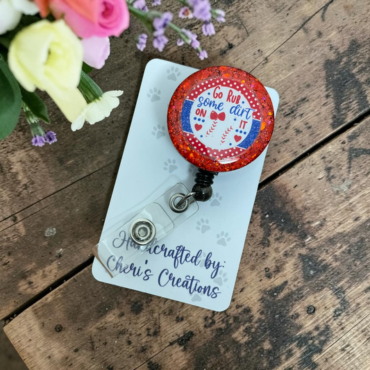 Rub Some Dirt On It Baseball Badge Reel | Sports ID Holder