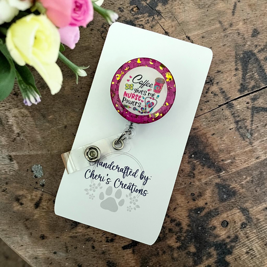Coffee Nurse Badge Reel | Funny Retractable ID Badge Holder