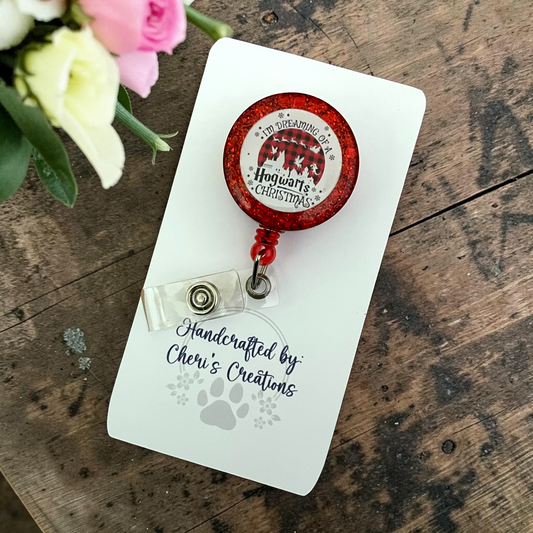 Wizard Christmas Badge Reel | Holiday Retractable ID Badge Holder